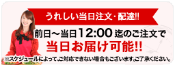 うれしい当日注文・配達!!前日～当日12:00迄のご注文で当日お届け可能!!